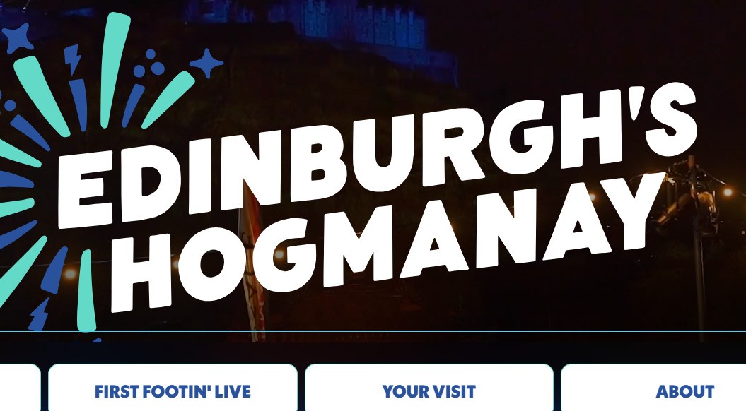 Edinburgh Hogmanay celebration with fireworks and crowds in the city centre