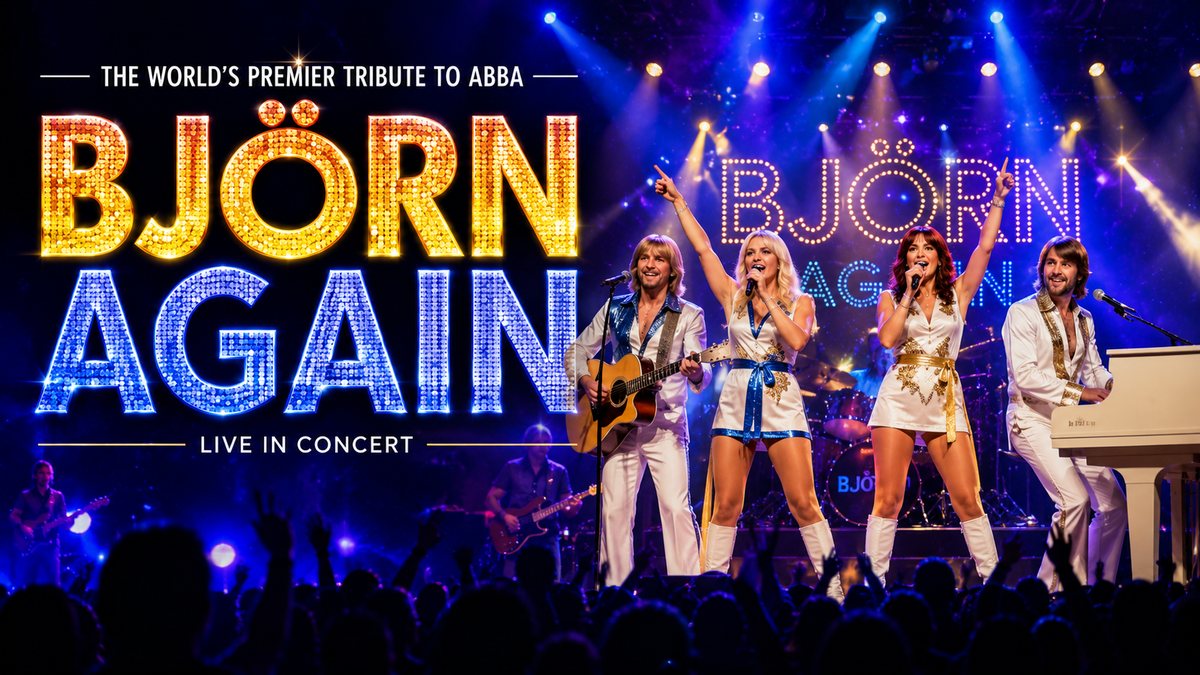 Björn Again tribute band performing live on stage at Usher Hall in Edinburgh