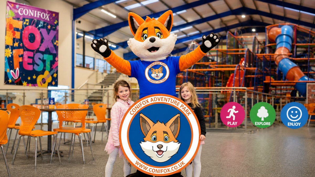 Conifox Adventure Park Edinburgh indoor play area with fox mascot