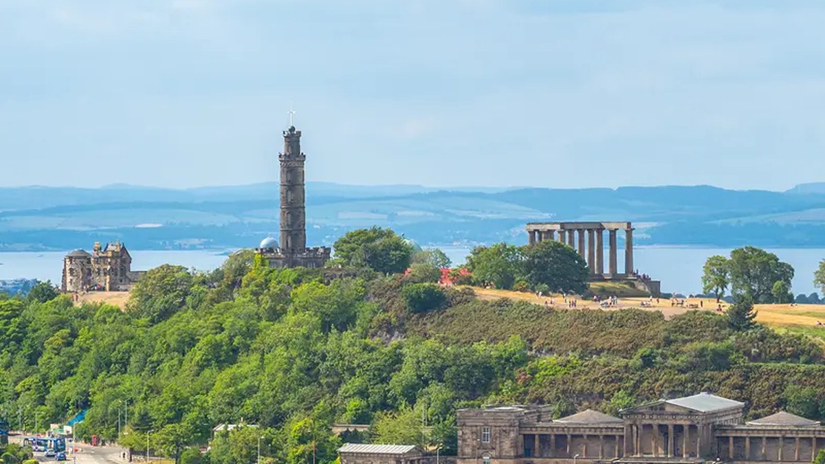 Nelson Monument and the National Monument on Calton Hill in Edinburgh