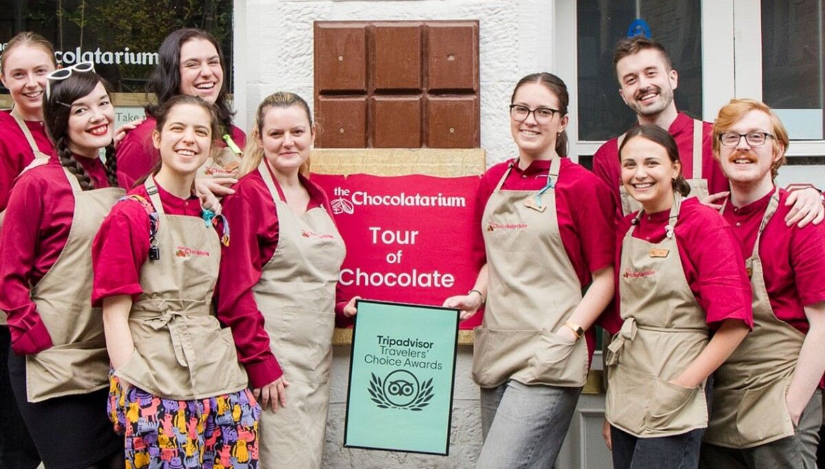 The Chocolatarium team outside the Edinburgh chocolate attraction
