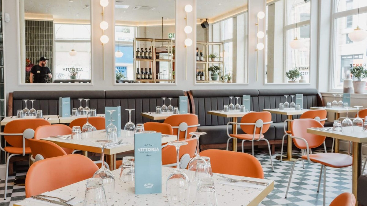 Interior of Vittoria on the Walk restaurant in Edinburgh