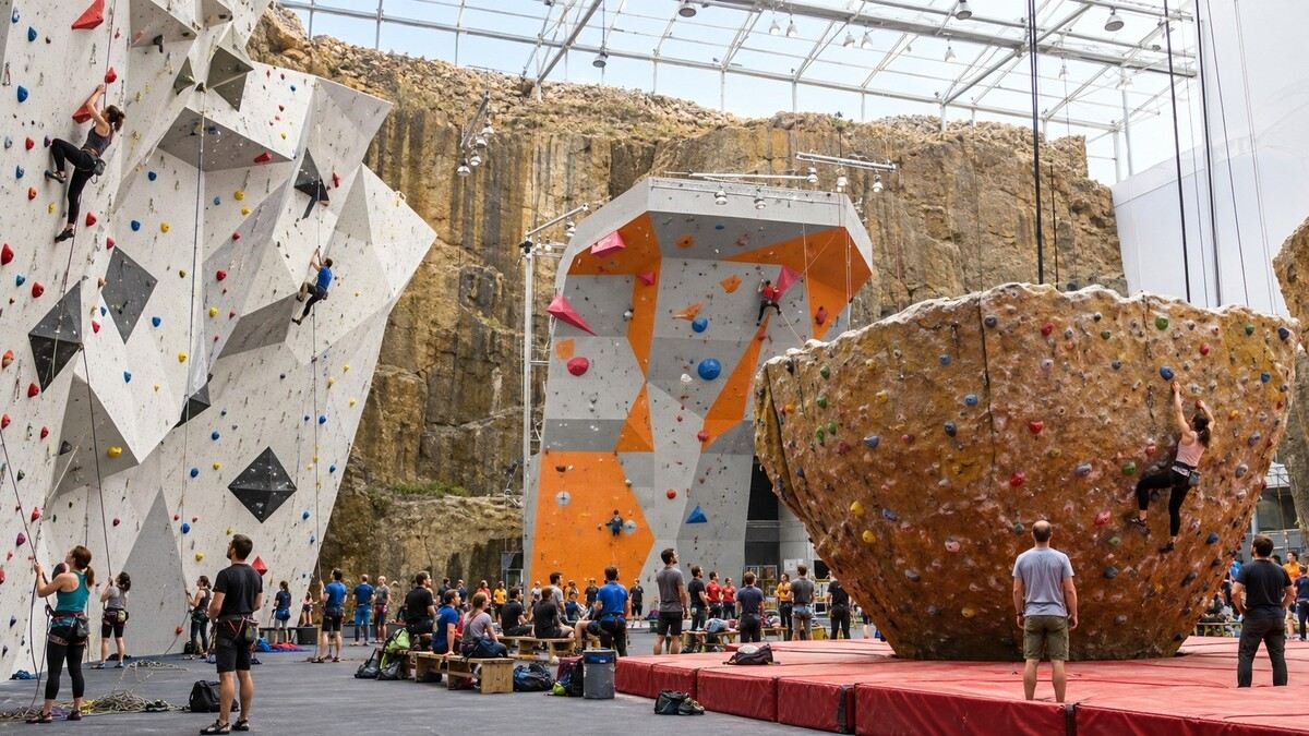 Interior view of Edinburgh International Climbing Arena at Ratho