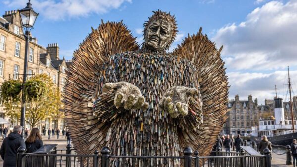 Knife Angel sculpture in Leith, Edinburgh