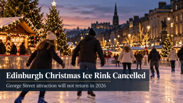 AI illustration of Edinburgh's Christmas ice rink, cancelled for 2026